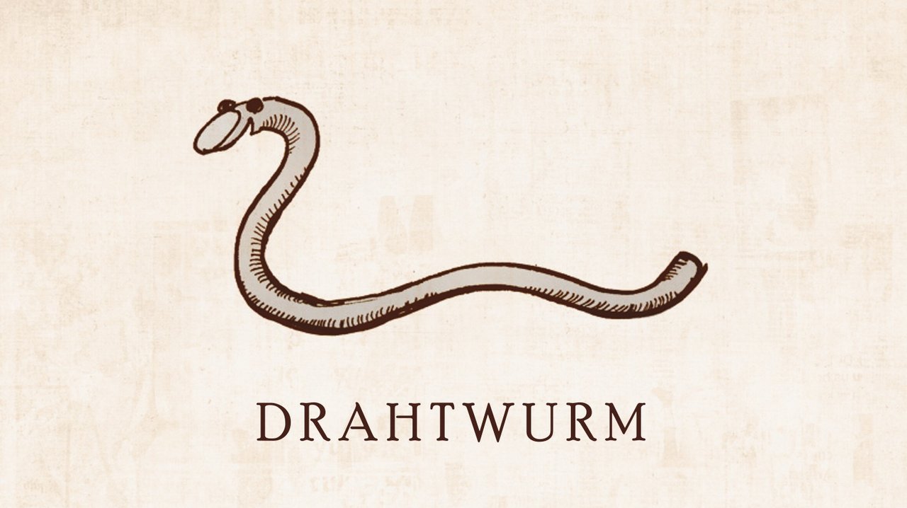 Schädling Nummer 1: Der Drahtwurm.  Cartoon: Marco Ratschiller/Karma 