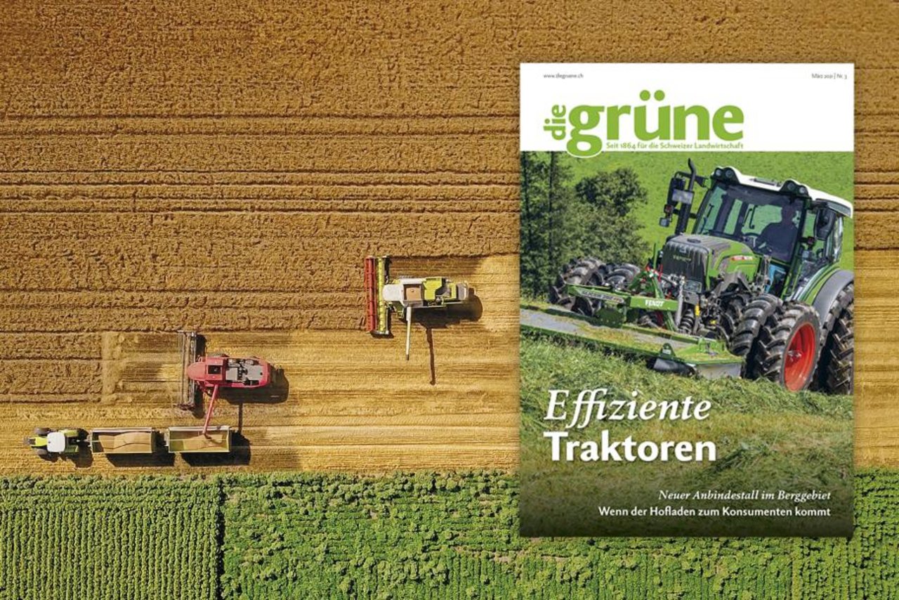Das März Heft von «die grüne» behandelt unter anderem die Themen Anbindestall, Hofläden und Zuckerrübenanbau. (Bild DG)